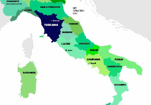 Kort over Italiens vinområder